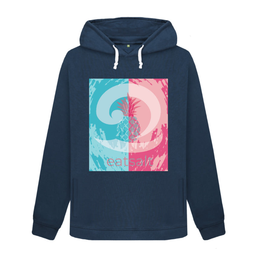 Navy Blue Pineapple Design Women's Hoodie