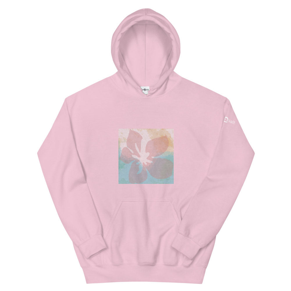 Pink Hoodie by Eatsalt Surfwear with Hawaii Hibiscus Flower Design