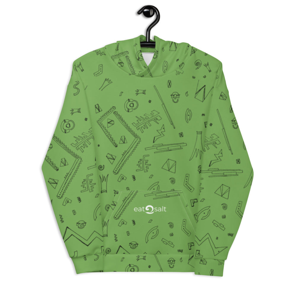 light green patterned hoodie - front