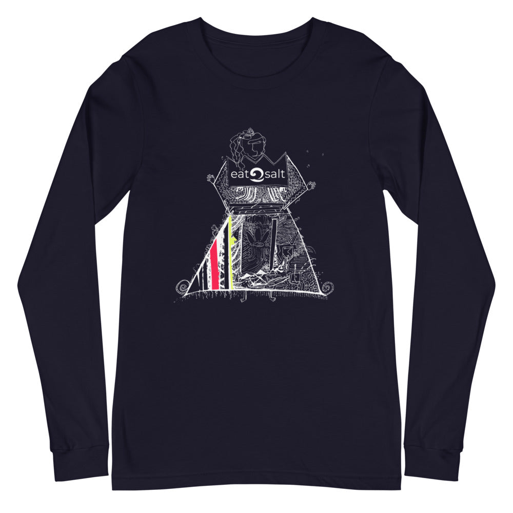 dark blue surfing beach queen design long sleeve tee