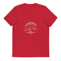 red t-shirt with lime and white mountain eat salt design