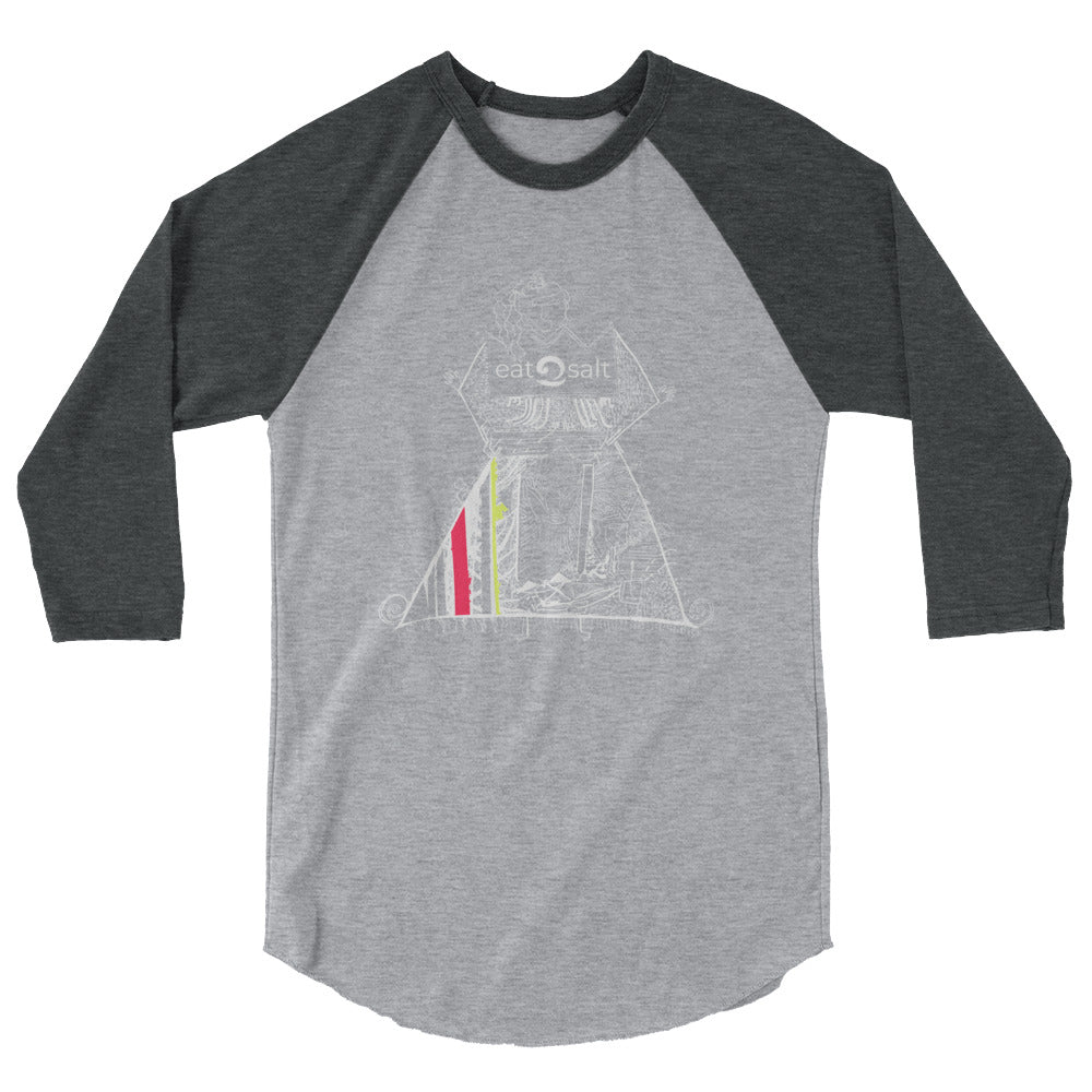 Queen of the surf line design 3/4 tee by Mim Beck - grey