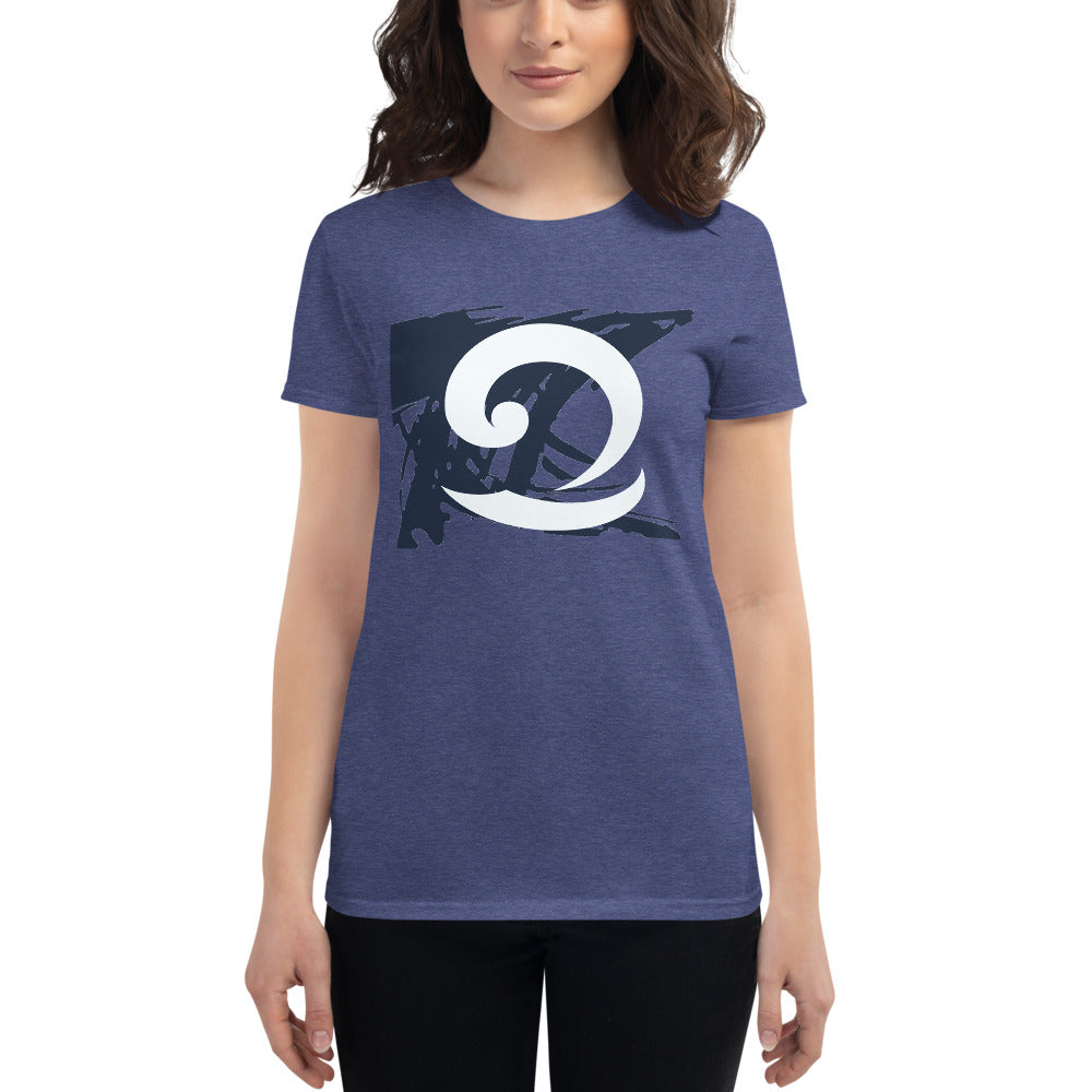 Eatsalt purple t-shirt with eat salt wave design on woman