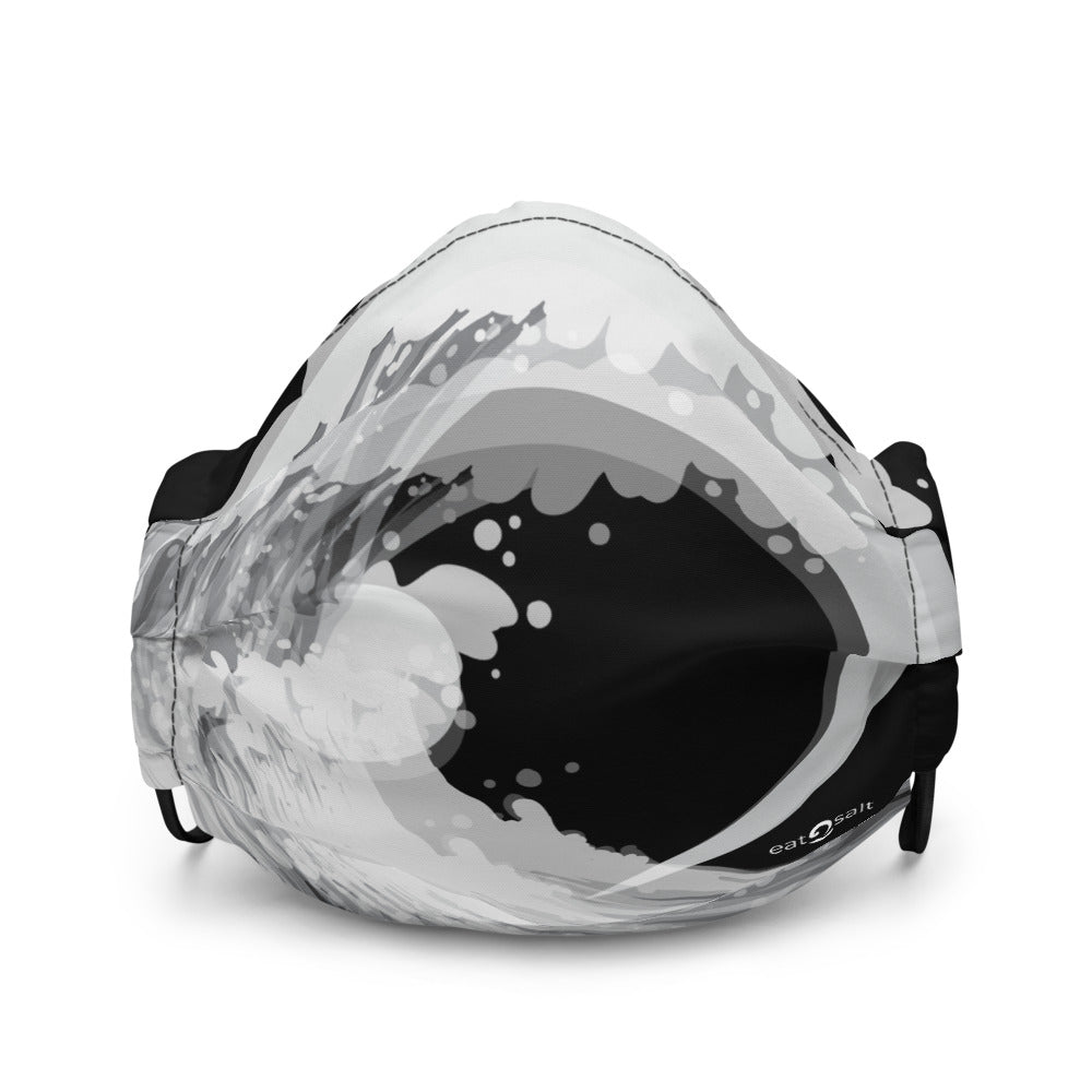 Black and white wave face mask by eatsalt - front