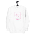 white hoodie with pink surfer line drawing by eatsalt