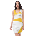 Eatsalt white fitted dress with orange swirl design - front