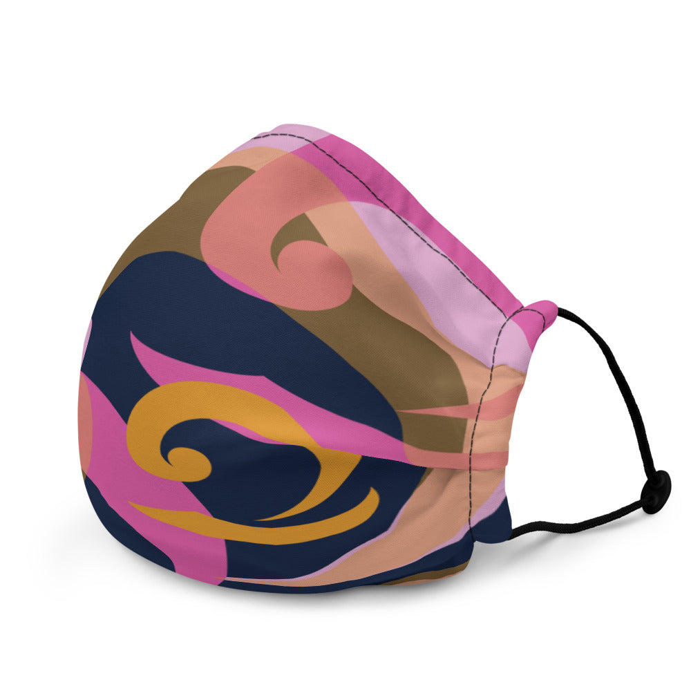 Pink, blue and orange face mask with wave design