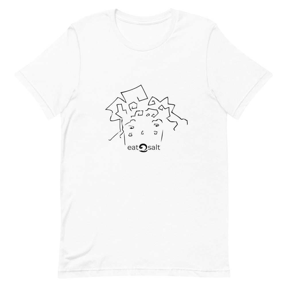 eatsalt surf hair line design on short-sleeved tee - white