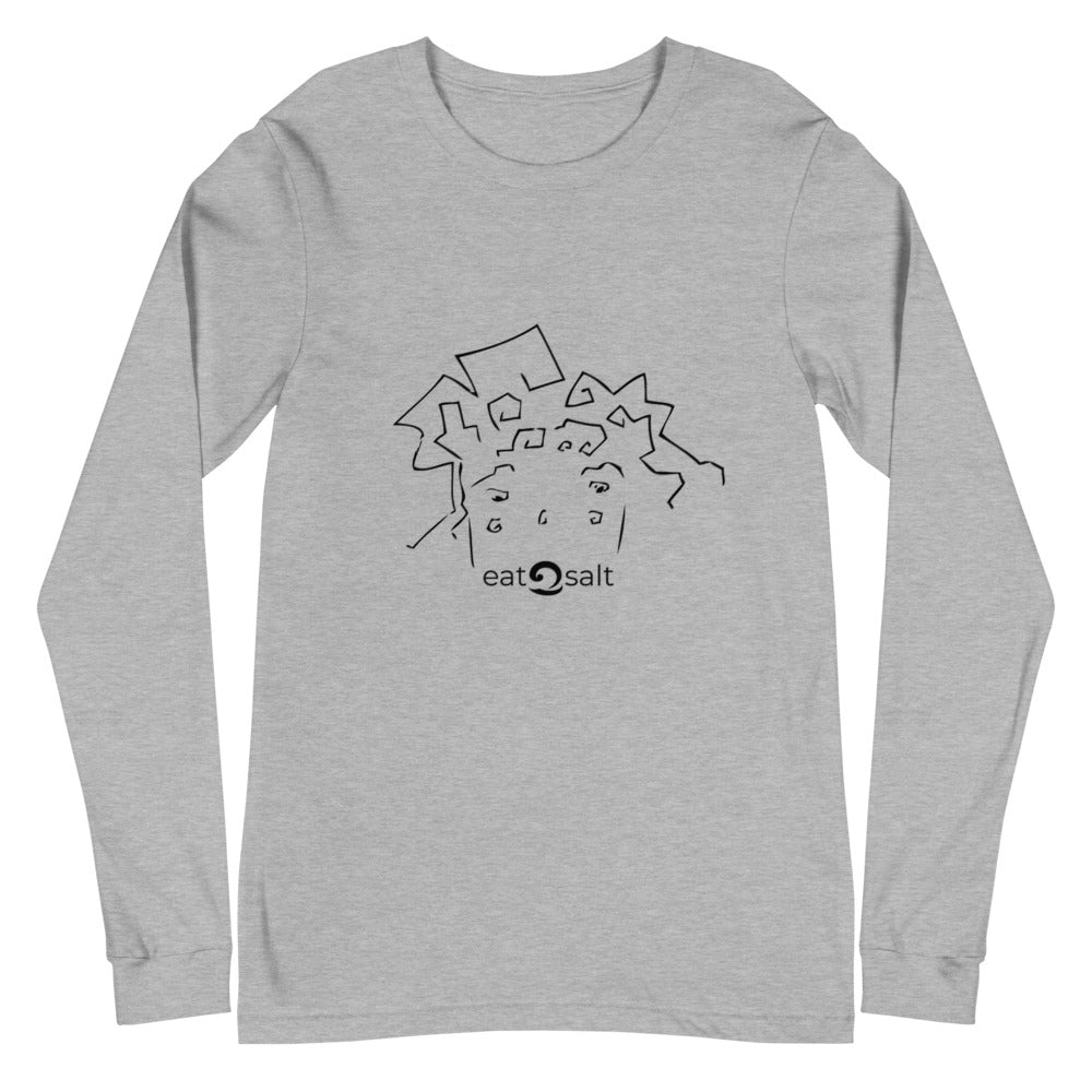 eatsalt surf hair line design on long sleeve tee - grey
