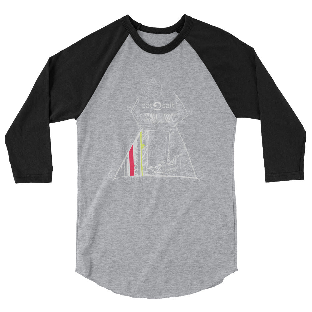 Queen of the surf line design 3/4 tee by Mim Beck - black sleeves
