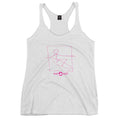 Pink Surfer Line Drawing Design on Women's Racerback Tank Top