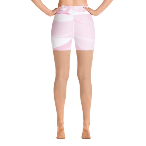 Pink and white yoga shorts
