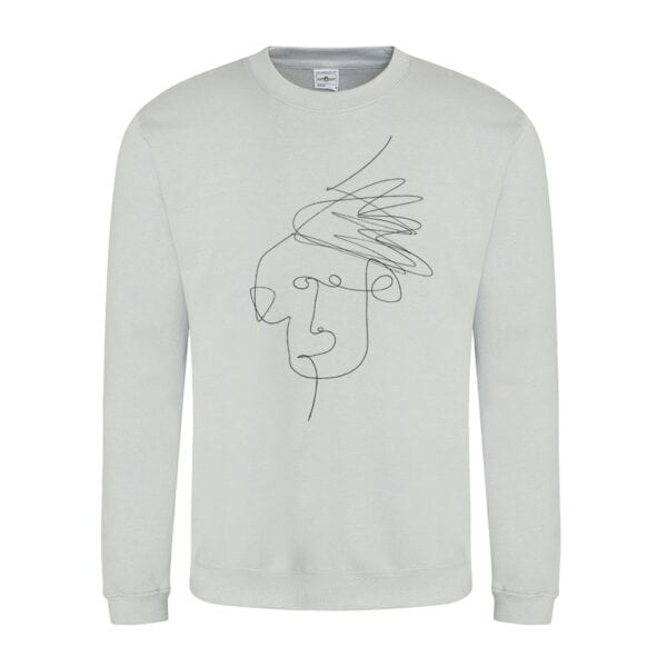 Heather Grey Mim Beck Line Drawing Design Sweatshirt by Eatsalt