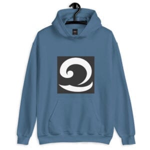 Classic Blue Hoodie with Eatsalt Wave in Black and White