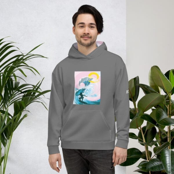 Men's grey surfing beach hoodie by Eatsalt Surfwear