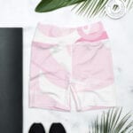 Pink and white yoga shorts - flat