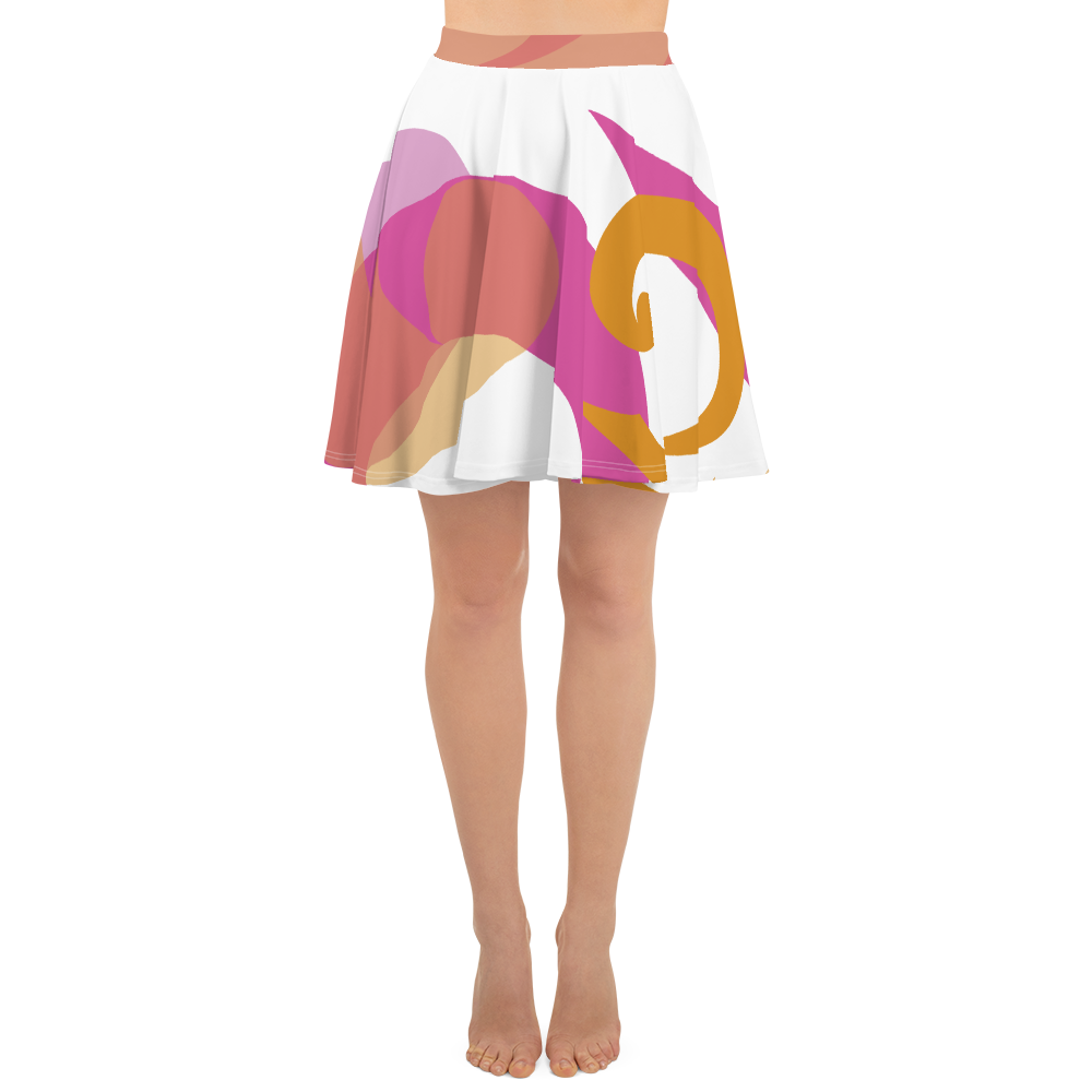 Eatsalt pink and orange on white swirl design Beach Skirt (front)