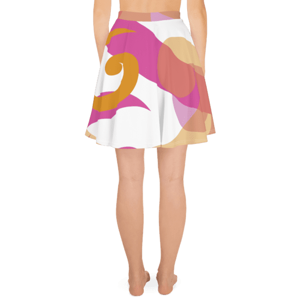 Eatsalt pink and orange on white swirl design Beach Skirt (back)