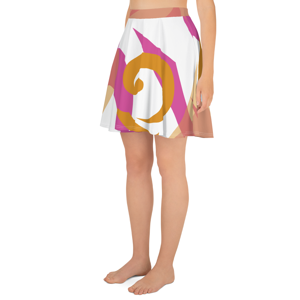 Eatsalt pink and orange on white swirl design Beach Skirt (reversed)