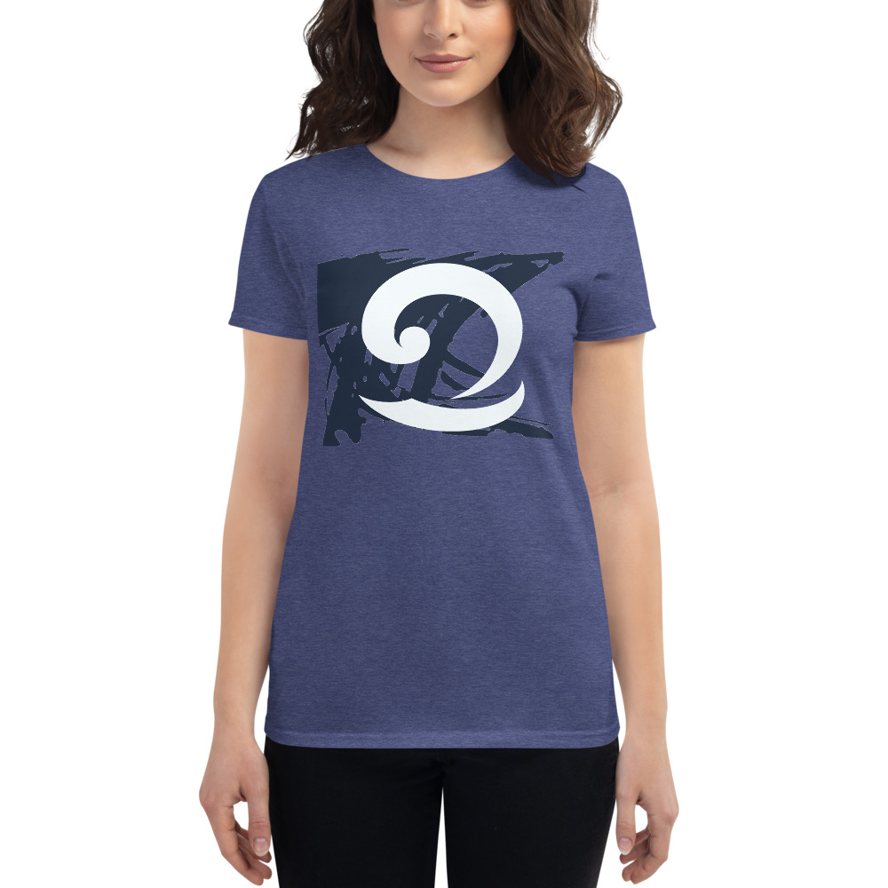 Eatsalt purple t-shirt with eat salt wave design on woman