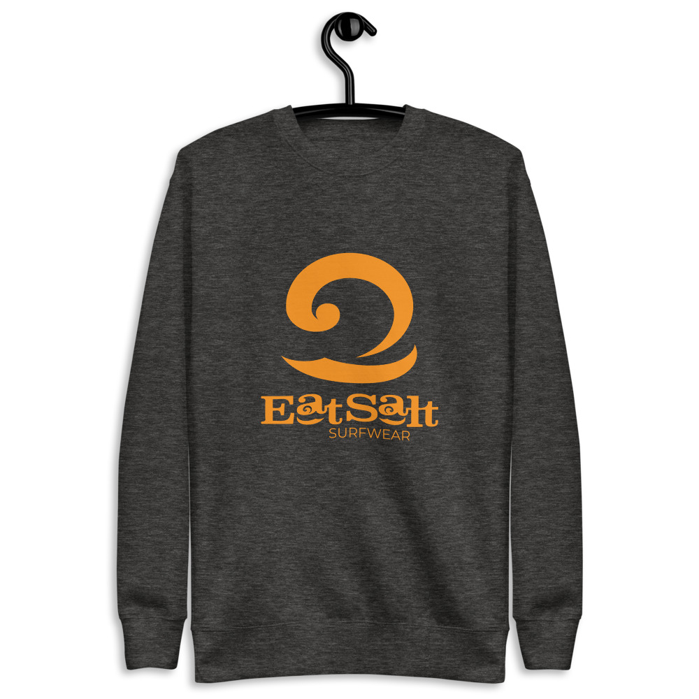 Eatsalt Fleece-lined Pullover on hanger - orange on charcoal