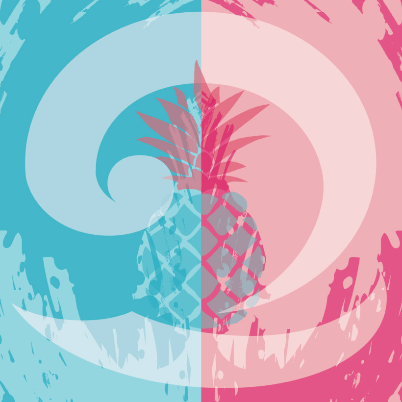 Eatsalt Pineapple Design in blue and pink