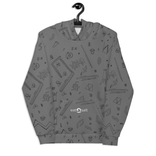 grey patterned hoodie - back
