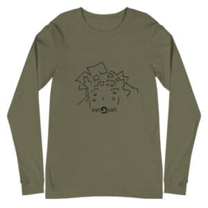 eatsalt surf hair line design on long sleeve tee - military green