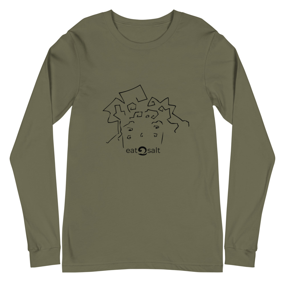 eatsalt surf hair line design on long sleeve tee - military green