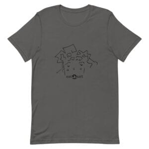 eatsalt surf hair line design on short-sleeved tee - grey flat