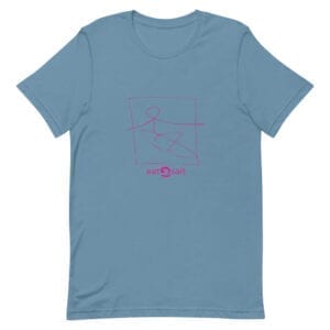 pink surfer line design on t-shirt - sea blue