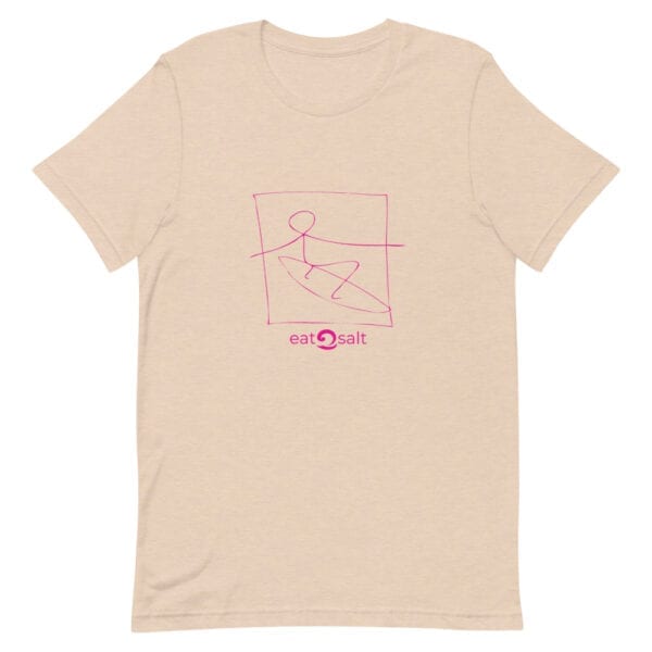pink surfer line design on t-shirt - light peach