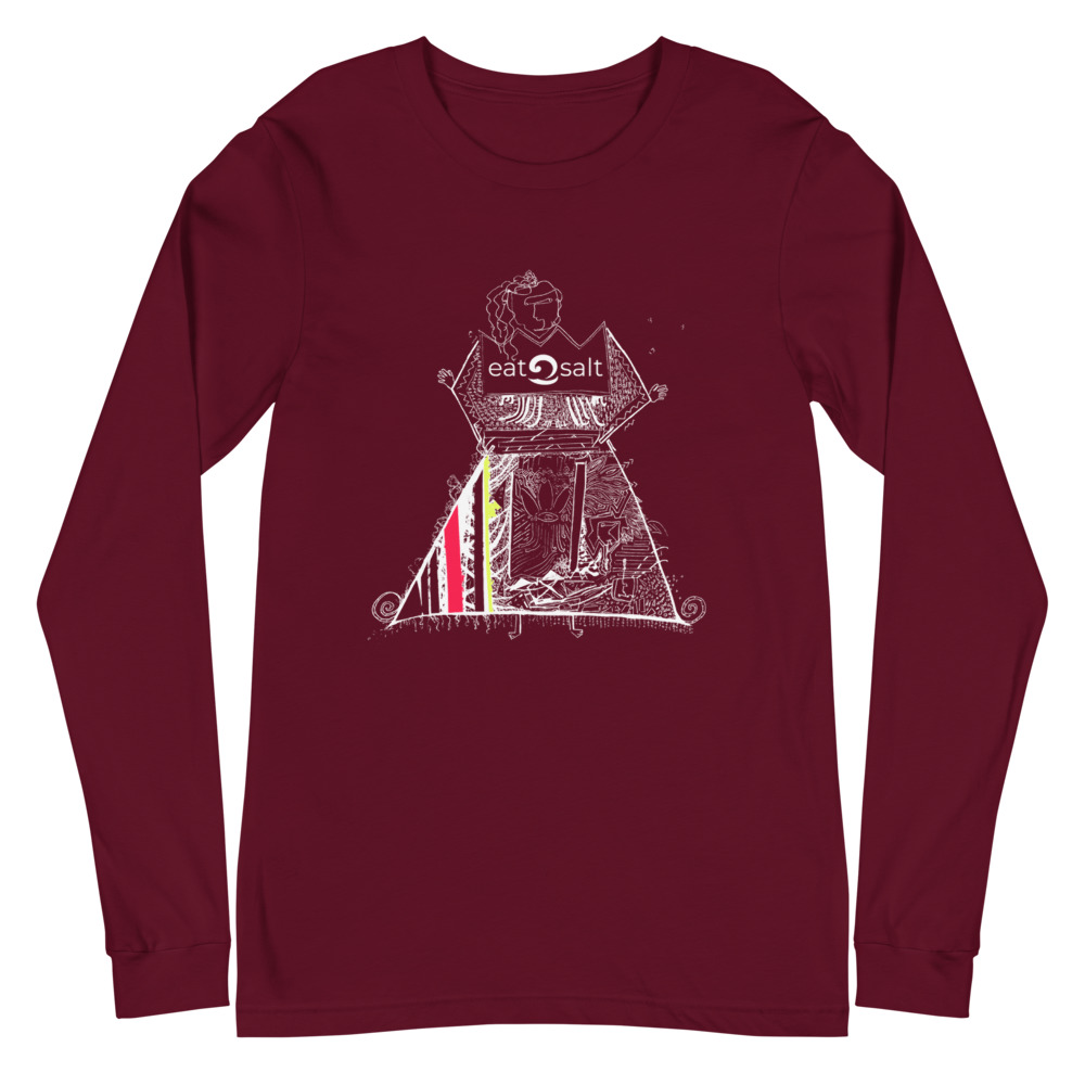 maroon surfing beach queen design long sleeve tee