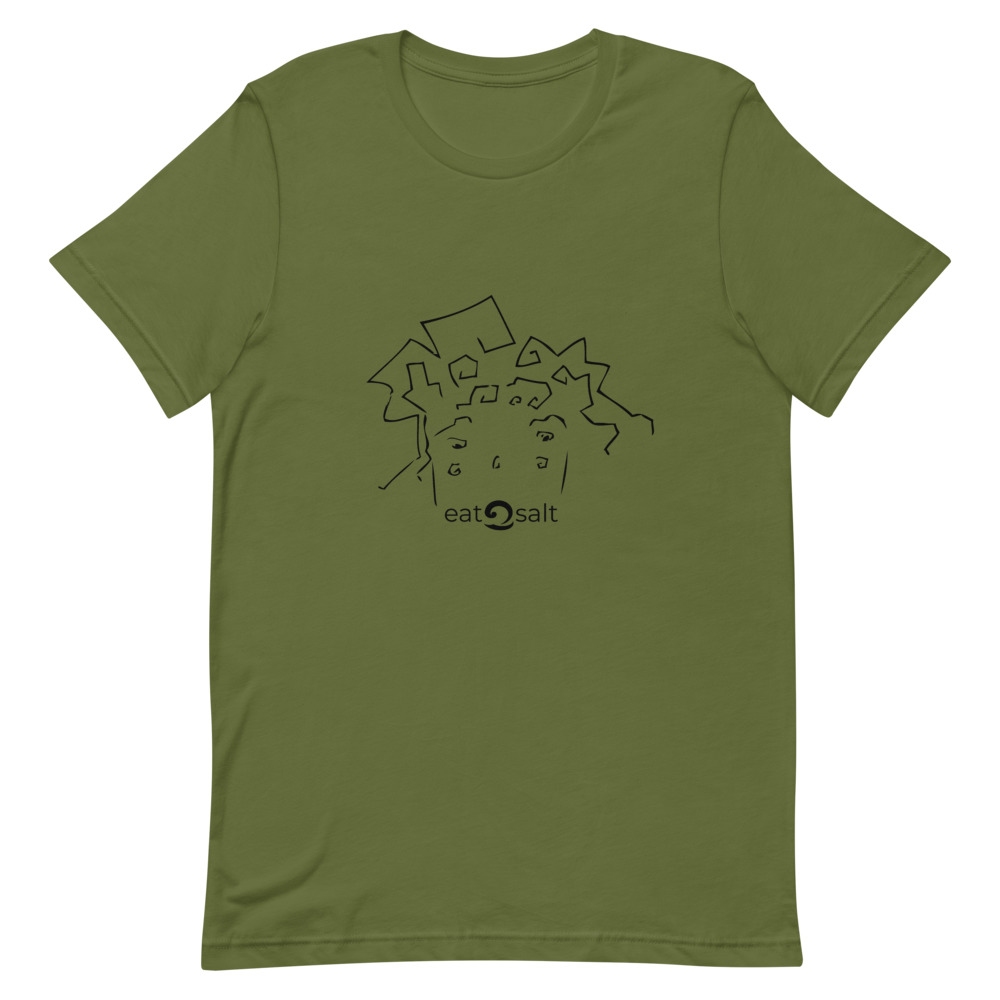 eatsalt surf hair line design on short-sleeved tee - military green