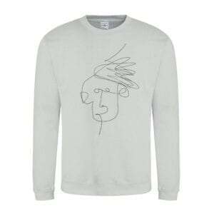Heather Grey Mim Beck Line Drawing Design Sweatshirt by Eatsalt