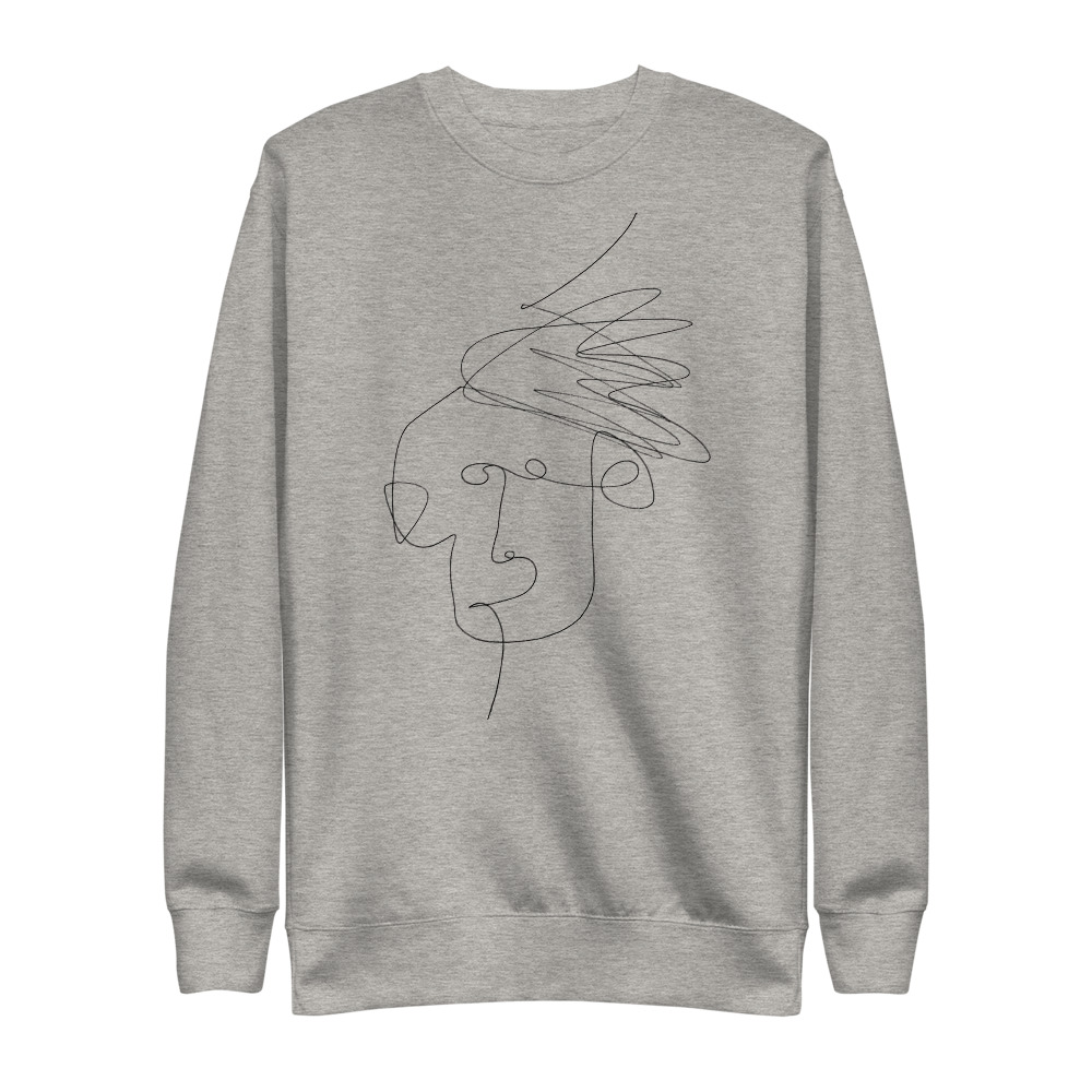 Heather Grey Mim Beck Line Drawing Design Sweatshirt by Eatsalt