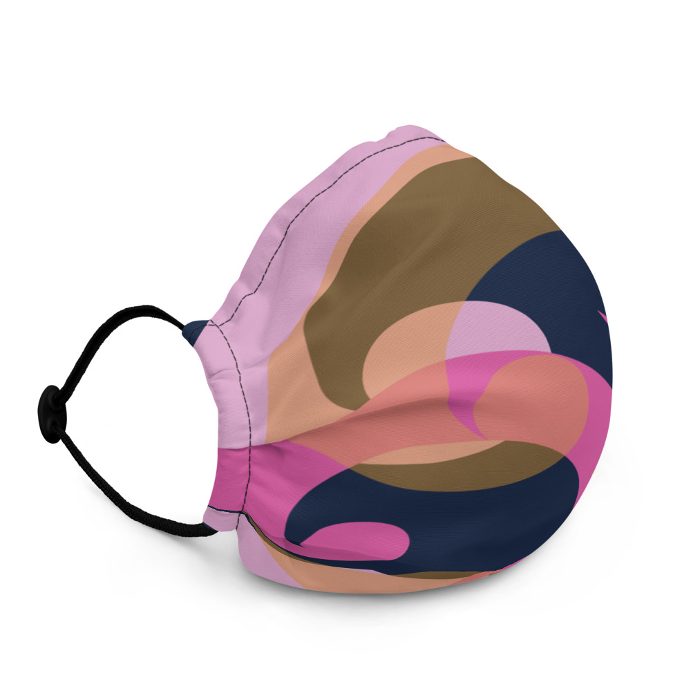 mockup-1b0a067d.jpg Pink, blue and orange face mask with wave design