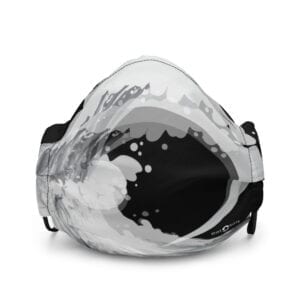 Black and white wave face mask by eatsalt - front