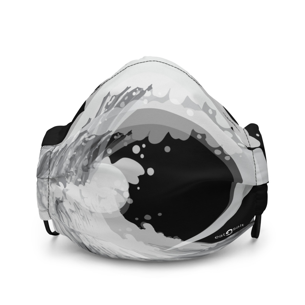 Black and white wave face mask by eatsalt - front