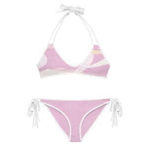 Eatsalt pink wave bikini with white straps - alt
