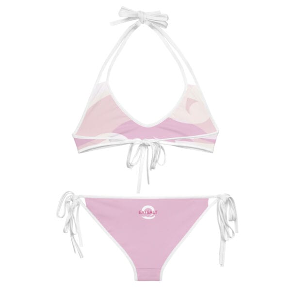 Eatsalt pink wave bikini with white straps - back