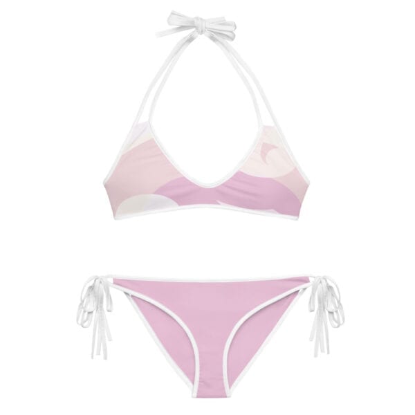 Eatsalt pink wave bikini with white straps 2