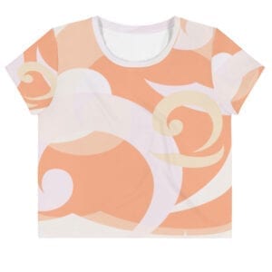 All-over light orange wave print crop t-shirt by Eatsalt
