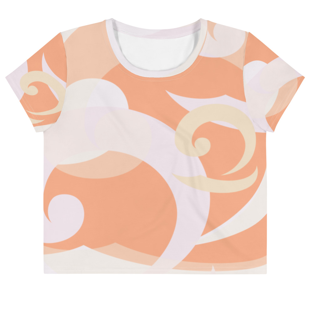 All-over light orange wave print crop t-shirt by Eatsalt