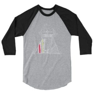 Queen of the surf line design 3/4 tee by Mim Beck - black sleeves