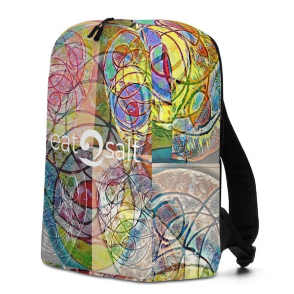 Right side of colourful eatsalt backpack