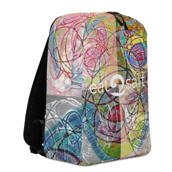 Left side of colourful eatsalt backpack