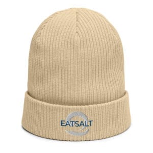 Sand Coloured Beanie with blue Eatsalt