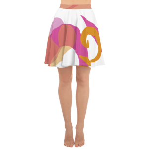 Eatsalt pink and orange on white swirl design Beach Skirt (front)