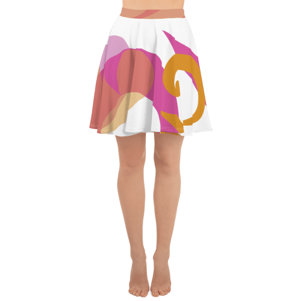 Eatsalt pink and orange on white swirl design Beach Skirt (front)